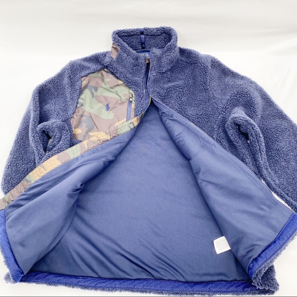 Polo Ralph Lauren Sherpa Fleece Navy Zip Up Jacket - Picture 8 of 15